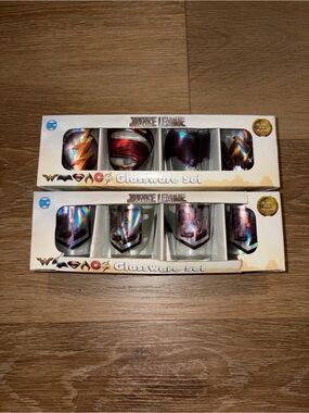2 Sets Of 4 Justice League DC Glassware Shot Glasses Batman Superman Flash New